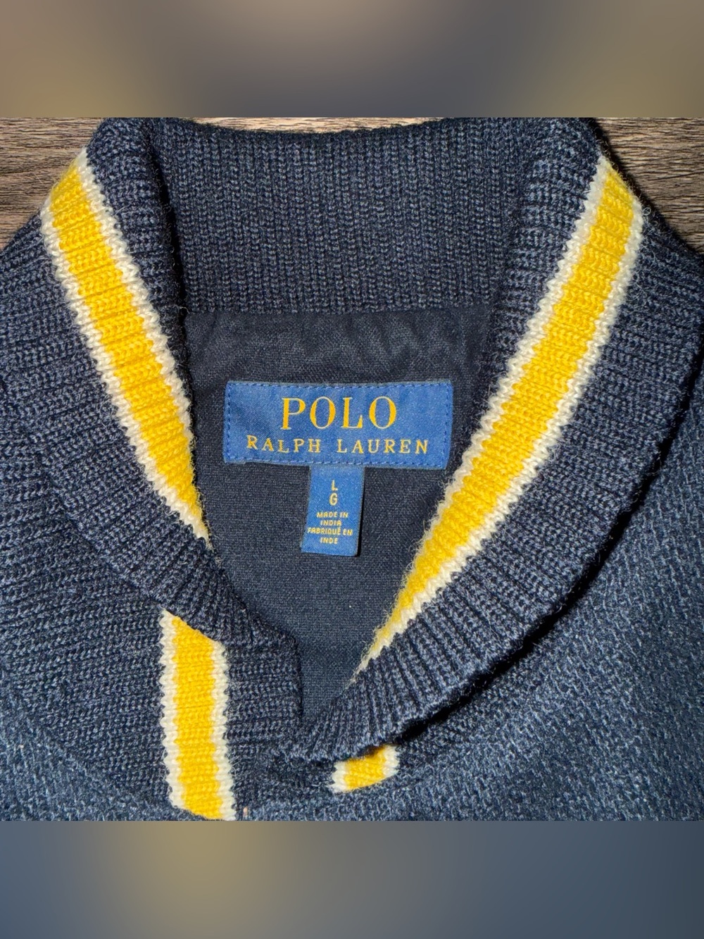 Polo Ralph Lauren navy gold wool letterman jacket - Picture 3 of 5